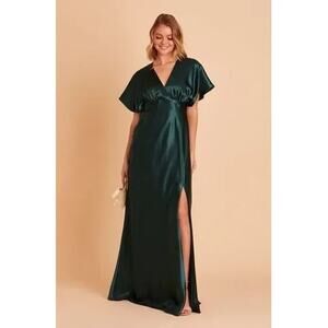 Birdy Grey Green Wrap Gown with Flutter Sleeves